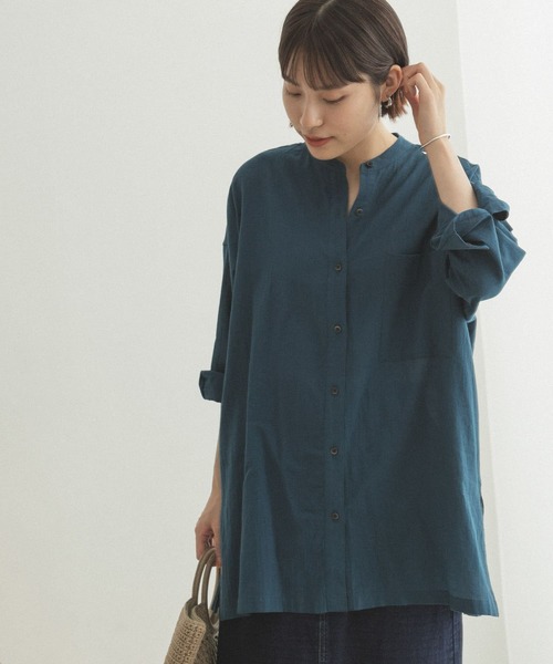 FORK&SPOON(フォークアンドスプーン)の「FORK&SPOON スクエアカット7分袖シャツ(シャツ/ブラウス・レディース・ブラック/ブルー・ONE)」の10枚目の写真