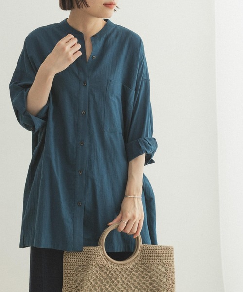 FORK&SPOON(フォークアンドスプーン)の「FORK&SPOON スクエアカット7分袖シャツ(シャツ/ブラウス・レディース・ブラック/ブルー・ONE)」の11枚目の写真