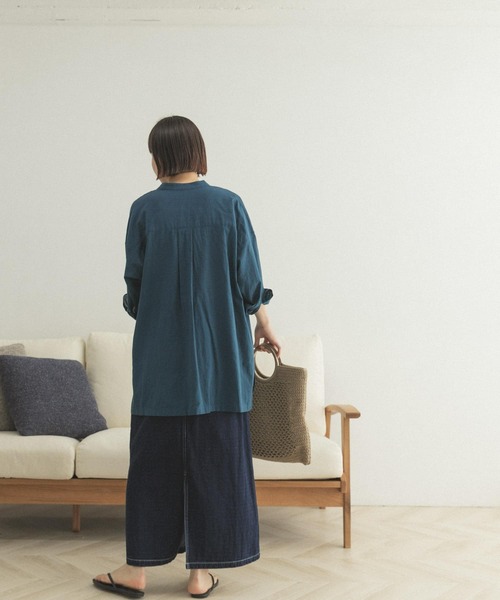 FORK&SPOON(フォークアンドスプーン)の「FORK&SPOON スクエアカット7分袖シャツ(シャツ/ブラウス・レディース・ブラック/ブルー・ONE)」の14枚目の写真