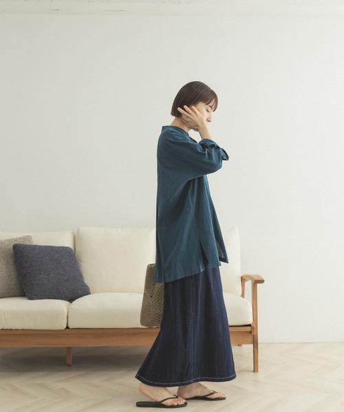 FORK&SPOON(フォークアンドスプーン)の「FORK&SPOON スクエアカット7分袖シャツ(シャツ/ブラウス・レディース・ブラック/ブルー・ONE)」の15枚目の写真