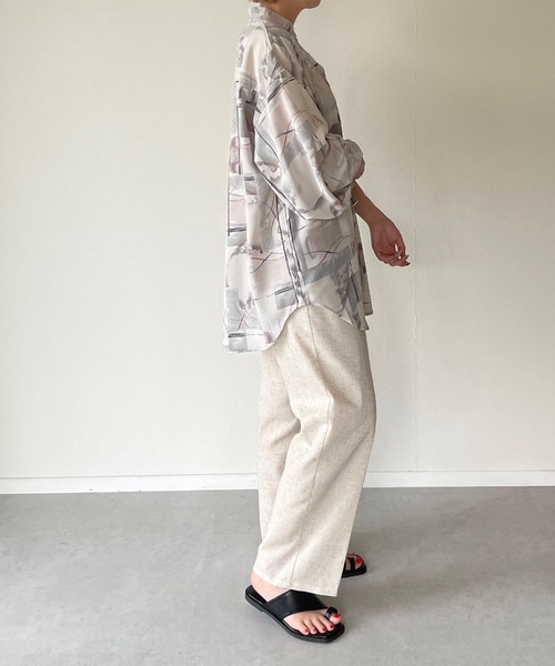 y/m by misato(イムバイミサト)の「アート柄シフォンスタンドオーバーシャツ(シャツ/ブラウス・レディース・パープル/グレー・FREE)」の22枚目の写真