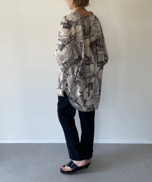 y/m by misato(イムバイミサト)の「アート柄シフォンスタンドオーバーシャツ(シャツ/ブラウス・レディース・パープル/グレー・FREE)」の11枚目の写真