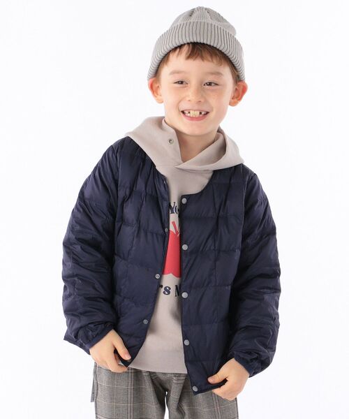 TAION（タイオン）の「【WEB限定】TAION:キッズ ダウン ジャケット(100～140cm)（ダウンベスト・キッズ・ブラック/オリーブ/ベージュ/オレンジ/ライトブルー/ネイビー/ラベンダー・100/110/130/140/120）」の5枚目の写真