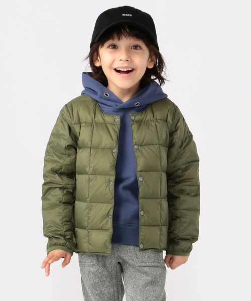 TAION（タイオン）の「【WEB限定】TAION:キッズ ダウン ジャケット(100～140cm)（ダウンベスト・キッズ・ブラック/オリーブ/ベージュ/オレンジ/ライトブルー/ネイビー/ラベンダー・100/110/130/140/120）」の3枚目の写真