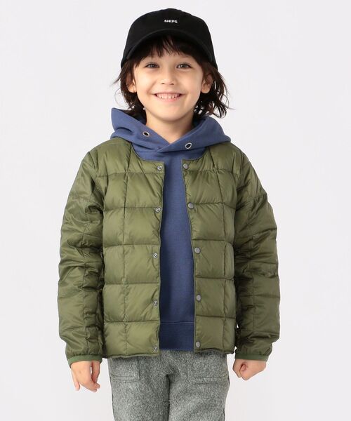 TAION（タイオン）の「【WEB限定】TAION:キッズ ダウン ジャケット(100～140cm)（ダウンベスト・キッズ・ブラック/オリーブ/ベージュ/オレンジ/ライトブルー/ネイビー/ラベンダー・100/110/130/140/120）」の13枚目の写真