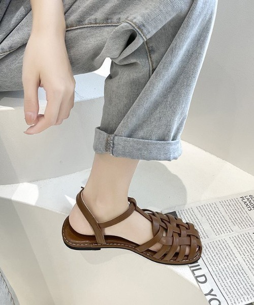 LAC-VERT（ラック・ヴェール）の「レザー編みグルカサンダル（サンダル・レディース・ブラック/ブラウン・M/L）」の7枚目の写真