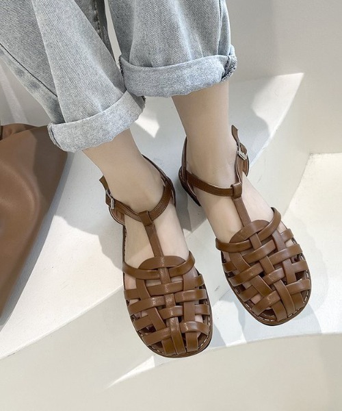 LAC-VERT（ラック・ヴェール）の「レザー編みグルカサンダル（サンダル・レディース・ブラック/ブラウン・M/L）」の9枚目の写真