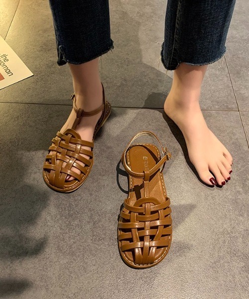 LAC-VERT（ラック・ヴェール）の「レザー編みグルカサンダル（サンダル・レディース・ブラック/ブラウン・M/L）」の12枚目の写真