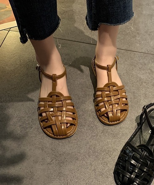 LAC-VERT（ラック・ヴェール）の「レザー編みグルカサンダル（サンダル・レディース・ブラック/ブラウン・M/L）」の11枚目の写真