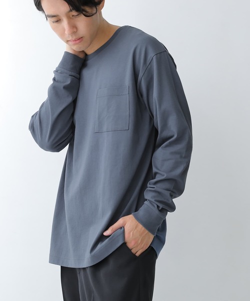 osharewalker（オシャレウォーカー）の「【廃盤】『胸ポケット付きロンT』（Tシャツ/カットソー・メンズ・ブラック/オフホワイト/カーキ/グレイッシュブルー・2/3）」の4枚目の写真