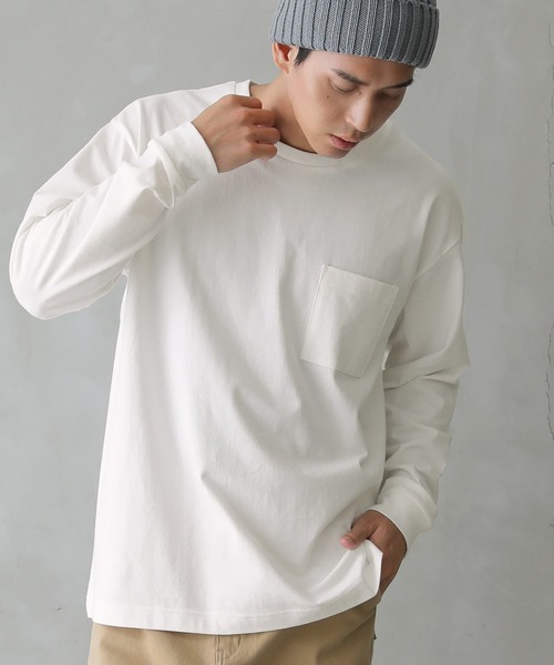 osharewalker（オシャレウォーカー）の「【廃盤】『胸ポケット付きロンT』（Tシャツ/カットソー・メンズ・ブラック/オフホワイト/カーキ/グレイッシュブルー・2/3）」の5枚目の写真