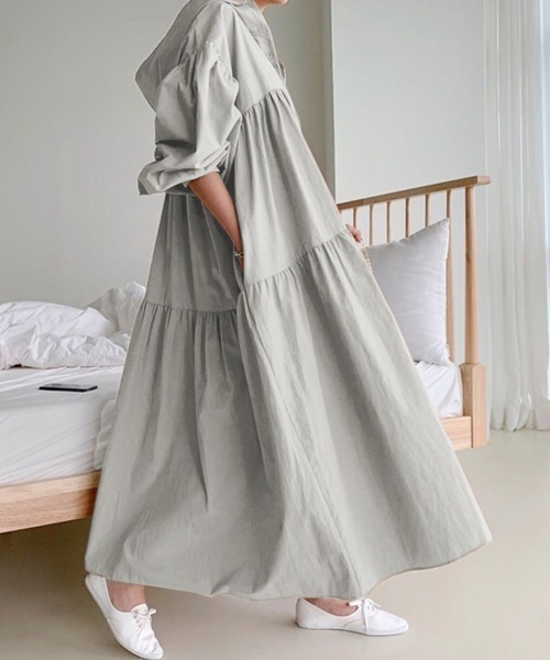 La-gemme（ラジェム）の「フード付きルーズワンピース（ワンピース・レディース・ライトグレー/ブラック/ネイビー/ブラウン/カーキ・フリー）」の6枚目の写真