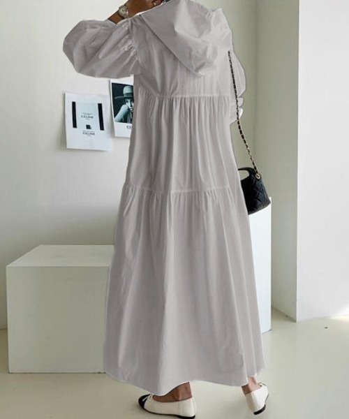 La-gemme（ラジェム）の「フード付きルーズワンピース（ワンピース・レディース・ライトグレー/ブラック/ネイビー/ブラウン/カーキ・フリー）」の7枚目の写真