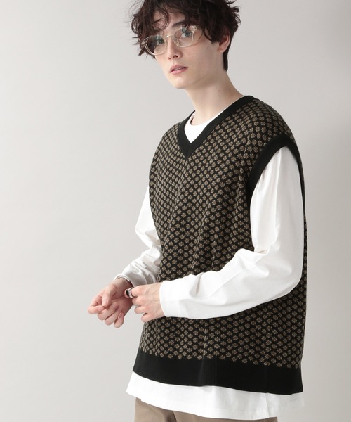 RAGEBLUE（レイジブルー）の「ジャガードニットベスト/214795（ベスト・メンズ・グリーン/ブラック・MEDIUM/LARGE）」の4枚目の写真