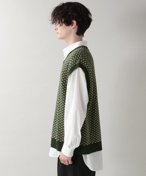 RAGEBLUE（レイジブルー）の「ジャガードニットベスト/214795（ベスト・メンズ・グリーン/ブラック・MEDIUM/LARGE）」の8枚目の写真