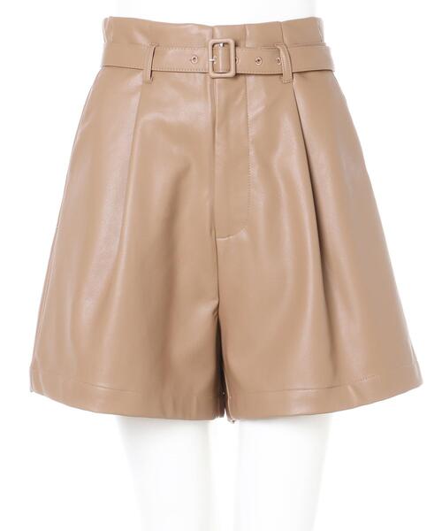 Allamanda（アラマンダ）の「フェイク／レザーキュロットパンツ（その他パンツ・レディース・ブラック/ベージュ/ブラウン/アイボリー・M）」の6枚目の写真