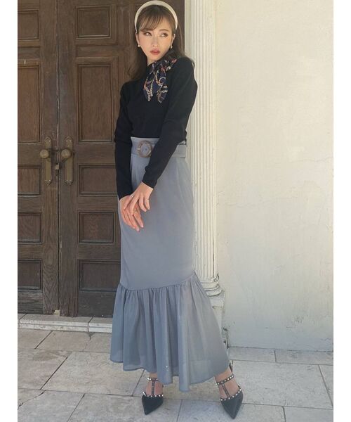 RESEXXY（リゼクシー）の「スカーフデザインニットTOPS（ニット/セーター・レディース・ホワイト/ブラック/ベージュ/キャメル・FREE）」の20枚目の写真