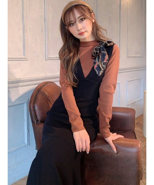 RESEXXY（リゼクシー）の「スカーフデザインニットTOPS（ニット/セーター・レディース・ホワイト/ブラック/ベージュ/キャメル・FREE）」の22枚目の写真