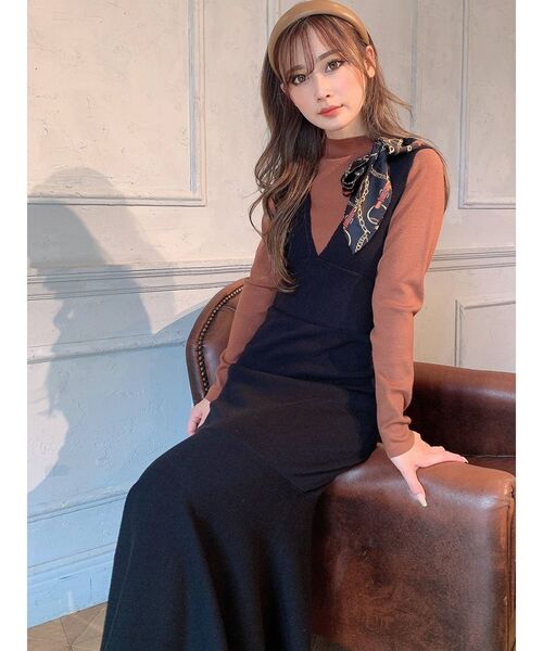 RESEXXY（リゼクシー）の「スカーフデザインニットTOPS（ニット/セーター・レディース・ホワイト/ブラック/ベージュ/キャメル・FREE）」の18枚目の写真