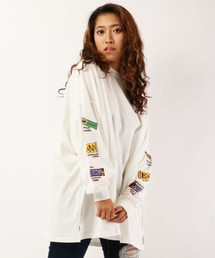 【easy as nap】袖チョコレート刺繍ビッグロンT