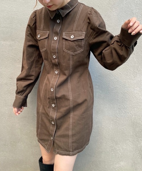 one after another NICE CLAUP（ワンアフターアナザーナイスクラップ）の「これさえあればコーディネートが決まる。デニムミニワンピース（ワンピース・レディース・ブラック/ブラウン/ネイビー・FREE）」の19枚目の写真