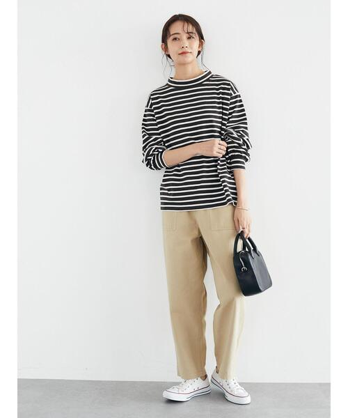 CRAFT STANDARD BOUTIQUE（クラフトスタンダードブティック）の「モックネックボーダープルオーバー　＊（Tシャツ/カットソー・レディース・チャコールグレー/オフホワイト/ブルー/グリーン・FREE）」の9枚目の写真