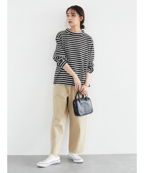 CRAFT STANDARD BOUTIQUE（クラフトスタンダードブティック）の「モックネックボーダープルオーバー　＊（Tシャツ/カットソー・レディース・チャコールグレー/オフホワイト/ブルー/グリーン・FREE）」の10枚目の写真