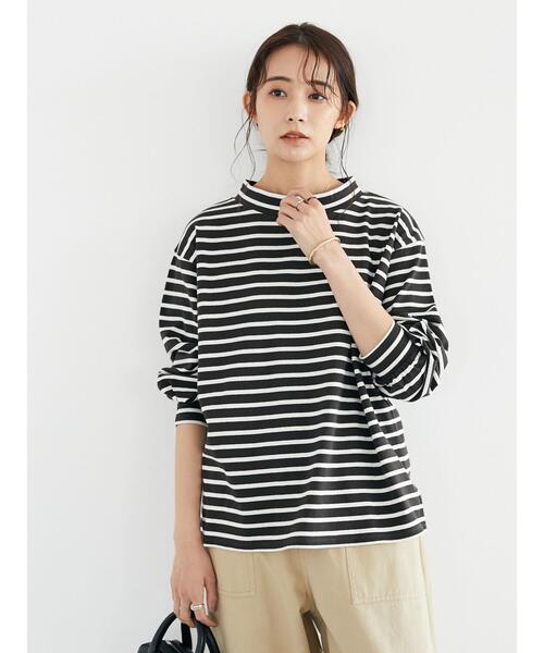 CRAFT STANDARD BOUTIQUE（クラフトスタンダードブティック）の「モックネックボーダープルオーバー　＊（Tシャツ/カットソー・レディース・チャコールグレー/オフホワイト/ブルー/グリーン・FREE）」の14枚目の写真