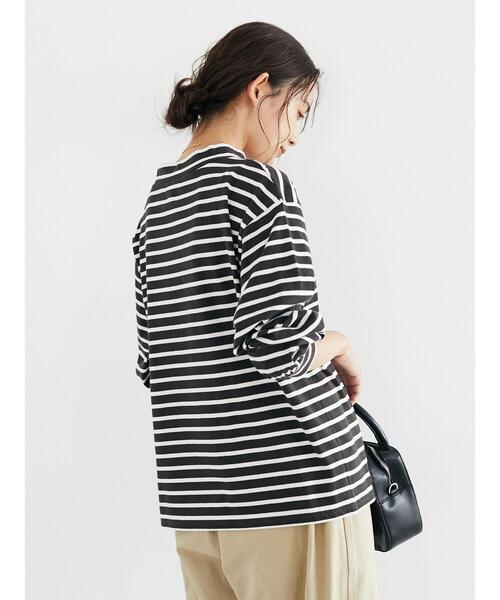 CRAFT STANDARD BOUTIQUE（クラフトスタンダードブティック）の「モックネックボーダープルオーバー　＊（Tシャツ/カットソー・レディース・チャコールグレー/オフホワイト/ブルー/グリーン・FREE）」の16枚目の写真