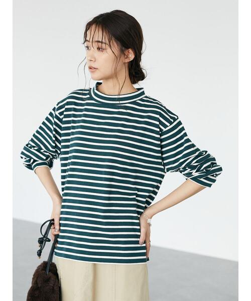 CRAFT STANDARD BOUTIQUE（クラフトスタンダードブティック）の「モックネックボーダープルオーバー　＊（Tシャツ/カットソー・レディース・チャコールグレー/オフホワイト/ブルー/グリーン・FREE）」の19枚目の写真