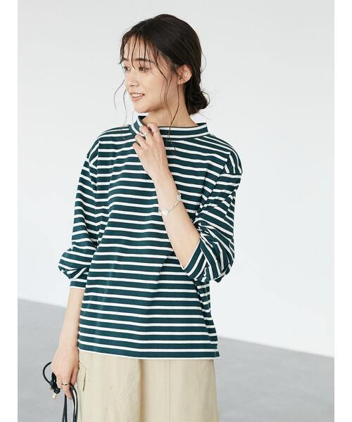 CRAFT STANDARD BOUTIQUE（クラフトスタンダードブティック）の「モックネックボーダープルオーバー　＊（Tシャツ/カットソー・レディース・チャコールグレー/オフホワイト/ブルー/グリーン・FREE）」の20枚目の写真