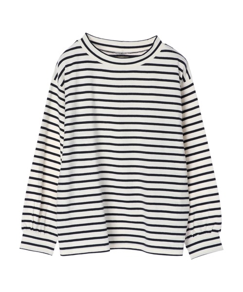 CRAFT STANDARD BOUTIQUE（クラフトスタンダードブティック）の「モックネックボーダープルオーバー　＊（Tシャツ/カットソー・レディース・チャコールグレー/オフホワイト/ブルー/グリーン・FREE）」の2枚目の写真