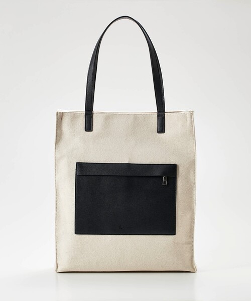 tk.TAKEO KIKUCHI(ティーケータケオキクチ)の「◆撥水キャンバス2WAYトートバッグ(ユニセックスアイテム)(トートバッグ・メンズ・ホワイト系5/ブラック系4・00)」の1枚目の写真