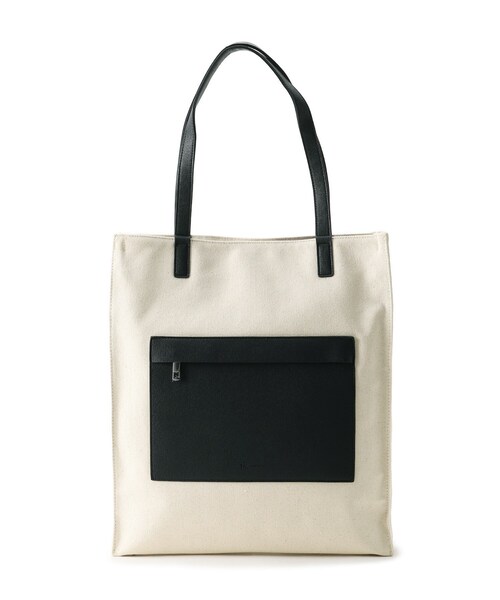 tk.TAKEO KIKUCHI(ティーケータケオキクチ)の「◆撥水キャンバス2WAYトートバッグ(ユニセックスアイテム)(トートバッグ・メンズ・ホワイト系5/ブラック系4・00)」の5枚目の写真