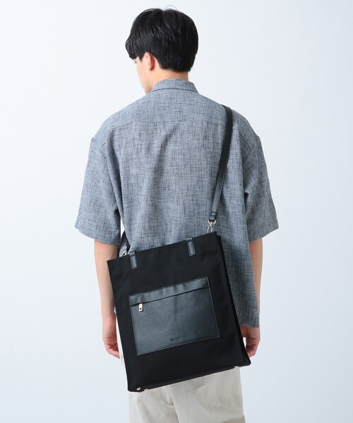 tk.TAKEO KIKUCHI(ティーケータケオキクチ)の「◆撥水キャンバス2WAYトートバッグ(ユニセックスアイテム)(トートバッグ・メンズ・ホワイト系5/ブラック系4・00)」の9枚目の写真