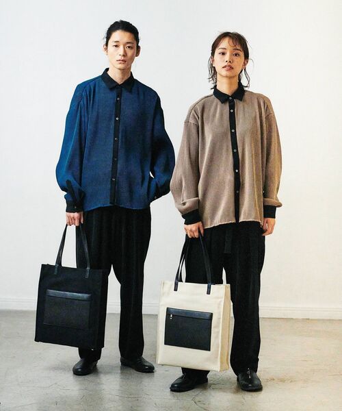 tk.TAKEO KIKUCHI(ティーケータケオキクチ)の「◆撥水キャンバス2WAYトートバッグ(ユニセックスアイテム)(トートバッグ・メンズ・ホワイト系5/ブラック系4・00)」の7枚目の写真