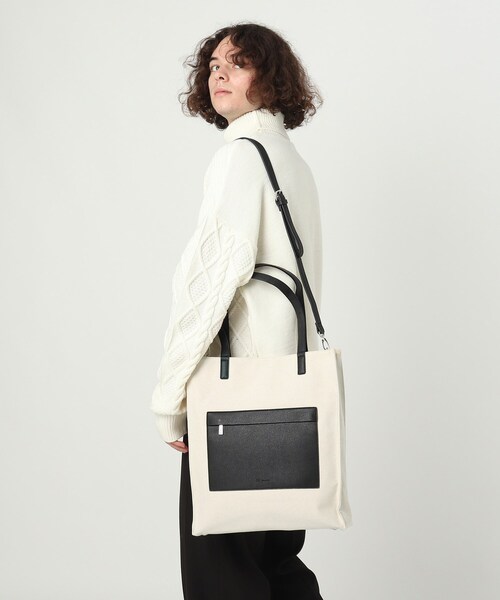 tk.TAKEO KIKUCHI(ティーケータケオキクチ)の「◆撥水キャンバス2WAYトートバッグ(ユニセックスアイテム)(トートバッグ・メンズ・ホワイト系5/ブラック系4・00)」の16枚目の写真