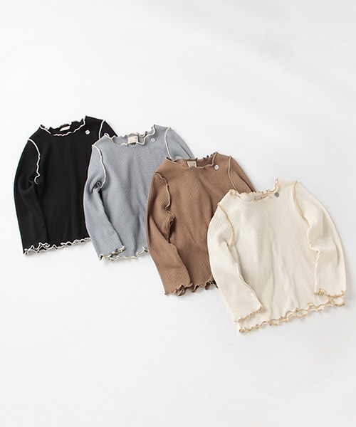 petit main（プティマイン）の「【GOODPRICE】テレコメロー長T（Tシャツ/カットソー・キッズ・ライトブルー/ブラック/キャメル/キナリ/ライトピンク・80ｃｍ/90cm/110cm/100cm/120cm/130cm）」の14枚目の写真