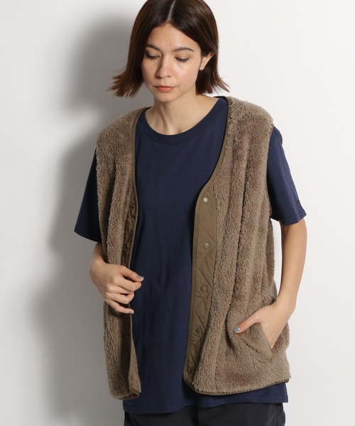 niko and...（ニコアンド）の「[NATOKii(ネイトゥーキー)]モケモケフリースベスト（ベスト・レディース・ライトグレー/モカ・MEDIUM/LARGE）」の2枚目の写真