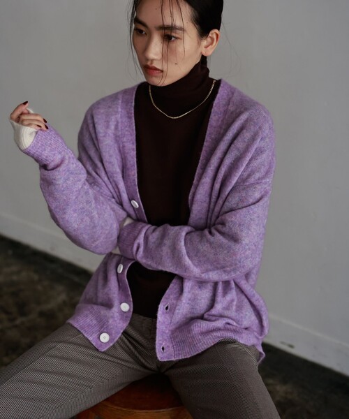 LOVELESS(ラブレス)の「【UNISEX】ウールモヘヤオーバーサイズカーディガン(カーディガン/ボレロ・メンズ・ベージュ系その他5/グレー系その他2/パープル系その他・M/S/L)」の10枚目の写真