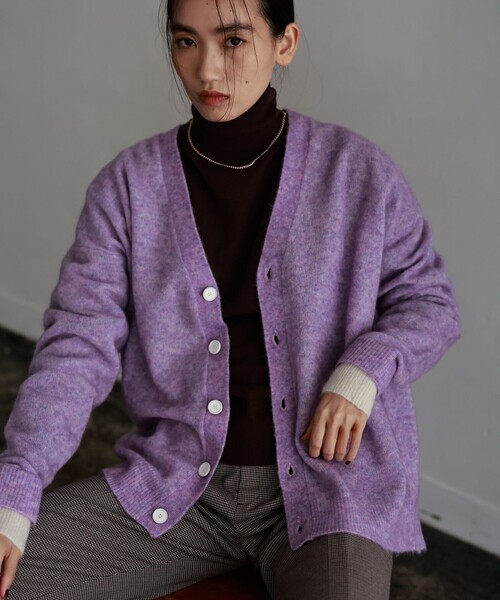 LOVELESS(ラブレス)の「【UNISEX】ウールモヘヤオーバーサイズカーディガン(カーディガン/ボレロ・メンズ・ベージュ系その他5/グレー系その他2/パープル系その他・M/S/L)」の6枚目の写真