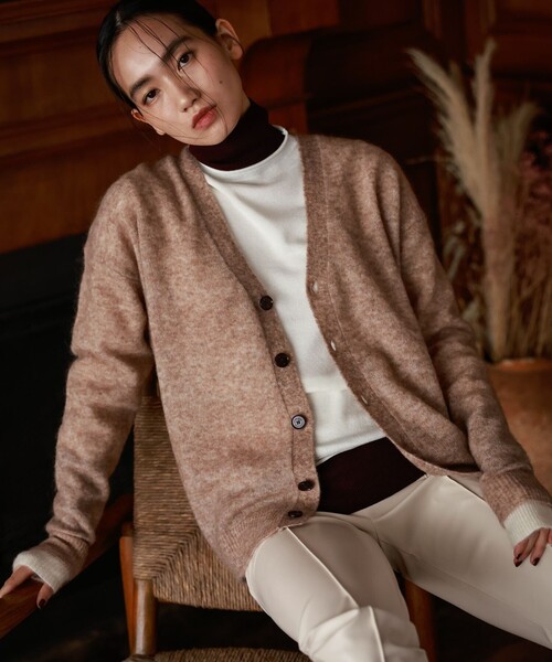 LOVELESS(ラブレス)の「【UNISEX】ウールモヘヤオーバーサイズカーディガン(カーディガン/ボレロ・メンズ・ベージュ系その他5/グレー系その他2/パープル系その他・M/S/L)」の4枚目の写真