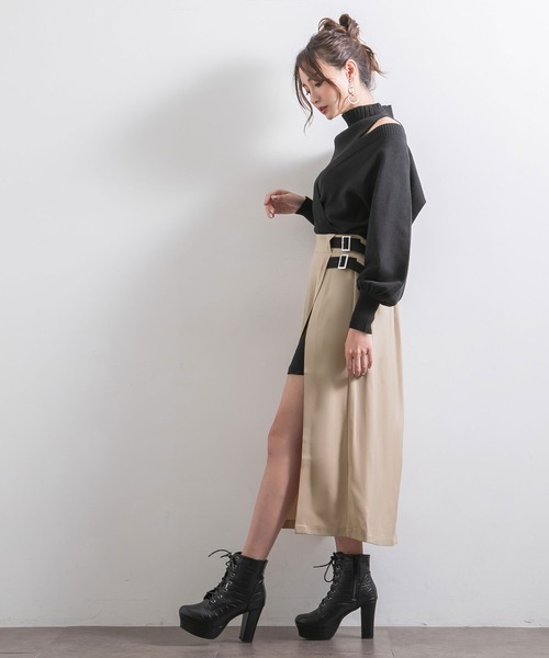 ma couleur美ボトム　⭕️半額⭕️前スリット　新品sample ◾︎カラーペイント柄プリーツパンツ カラー:イエロー ブルー