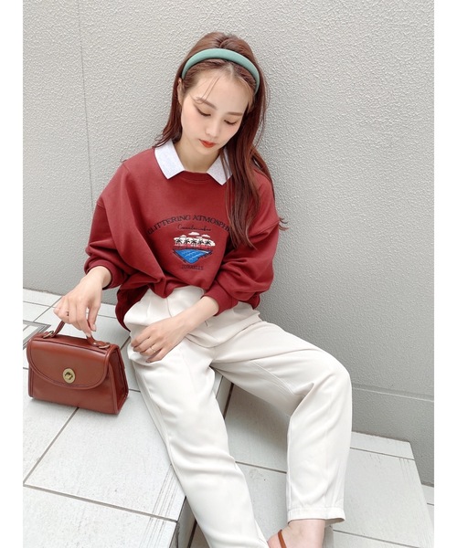 JUMELLE（ジュメロ）の「ユニバーシティスウェット（スウェット・レディース・ネイビー/ワインレッド・FREE）」の5枚目の写真