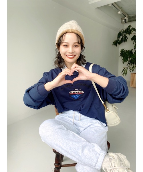 JUMELLE（ジュメロ）の「ユニバーシティスウェット（スウェット・レディース・ネイビー/ワインレッド・FREE）」の11枚目の写真