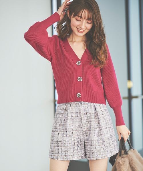 31 Sons de mode（トランテアン　ソン　ドゥ　モード）の「ツイードショートパンツ（その他パンツ・レディース・ブラック/レッド/ラベンダー・38/36）」の3枚目の写真