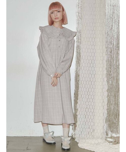 merry jenny（メリージェニー）の「フリルチェック2wayワンピース（ワンピース・レディース・ベージュ/ピンク/ブルー・FREE）」の3枚目の写真