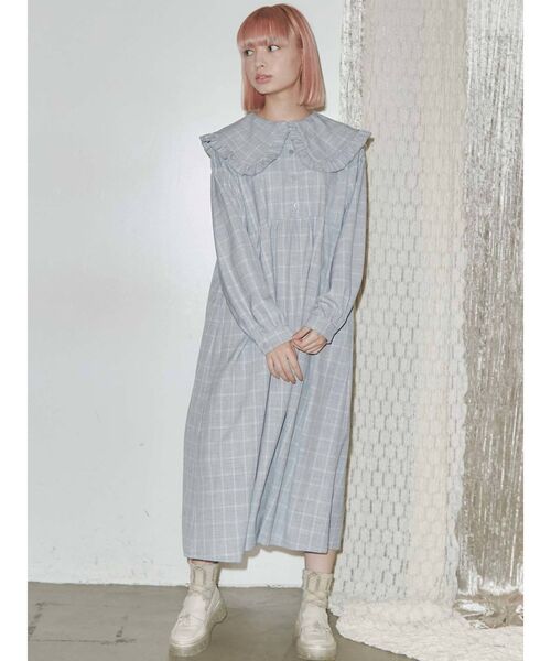 merry jenny（メリージェニー）の「フリルチェック2wayワンピース（ワンピース・レディース・ベージュ/ピンク/ブルー・FREE）」の4枚目の写真