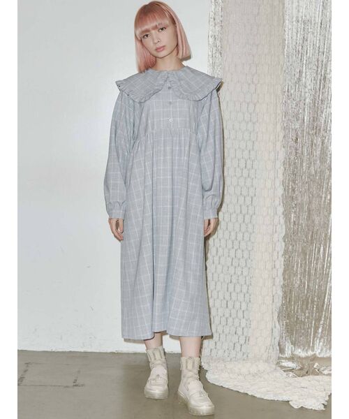 merry jenny（メリージェニー）の「フリルチェック2wayワンピース（ワンピース・レディース・ベージュ/ピンク/ブルー・FREE）」の5枚目の写真