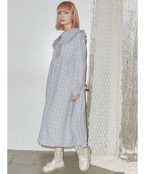 merry jenny（メリージェニー）の「フリルチェック2wayワンピース（ワンピース・レディース・ベージュ/ピンク/ブルー・FREE）」の6枚目の写真